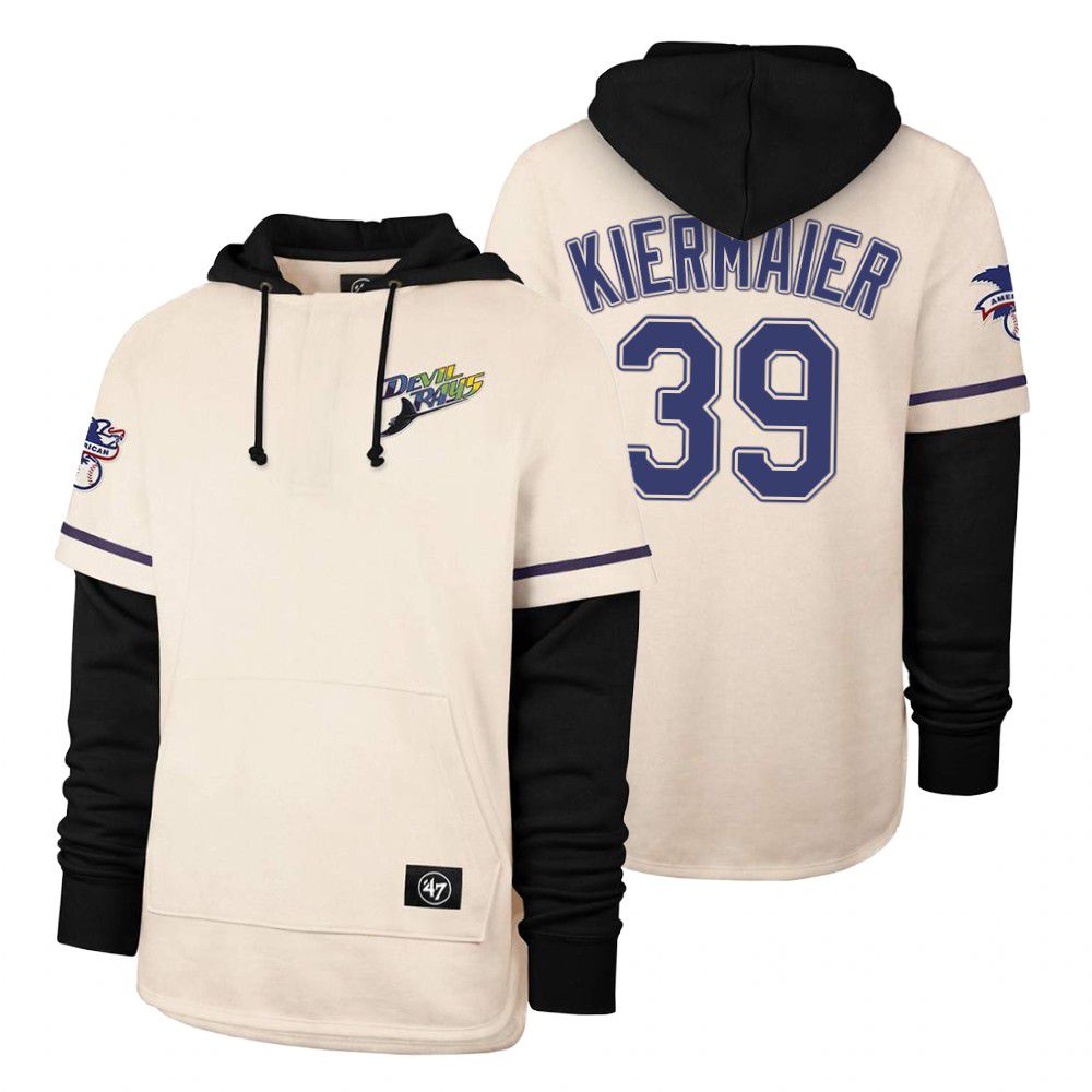 Men Tampa Bay Rays #39 Kiermaier Cream 2021 Pullover Hoodie MLB Jersey